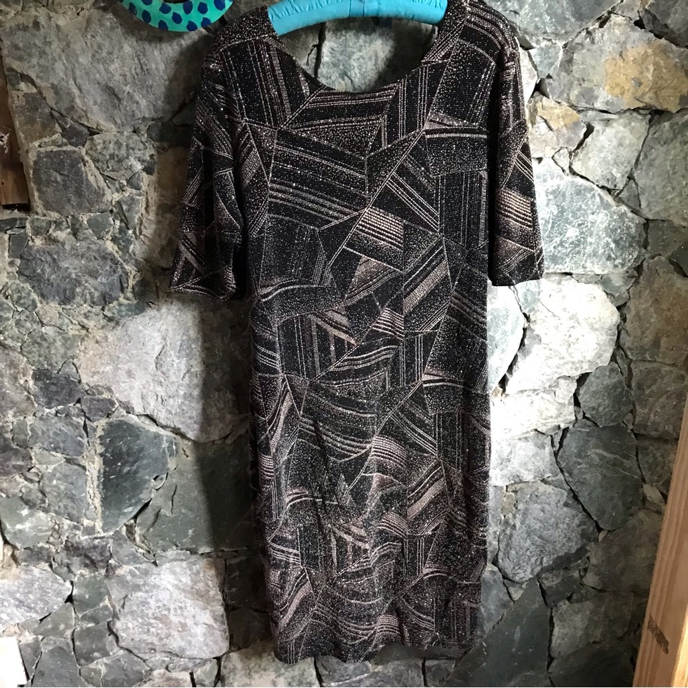 Haute Monde Metallic Bodycon Polyester Metallic Spandex Embellished dress sz. 3X